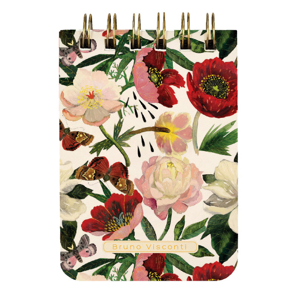 Блокнот А7 100л "Пионы" линейка, гребень, тв.обл., картон, рисунок 3-100-009/05 Bruno Visconti