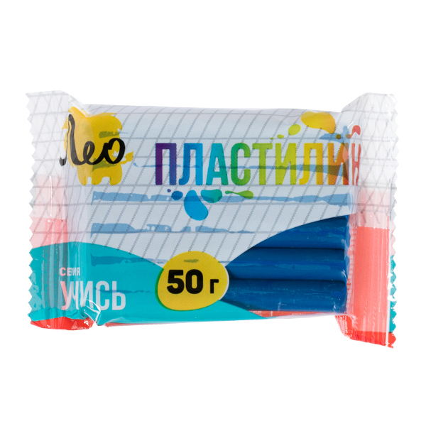 Пластилин Лео "Учись" классический, синий, 50г, полиэт.уп. LNMC-50