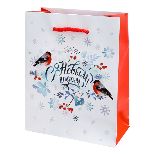 Пакет бумажный 14,5*11,5*6см "Снегири" ППК-2272 Optima