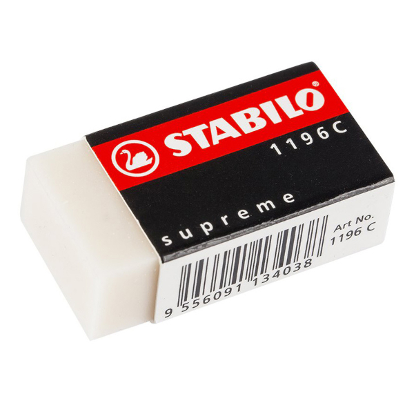 Ластик Stabilo "Supreme" прямоуг. 35*18*11мм, ПВХ, белый 1196C/30