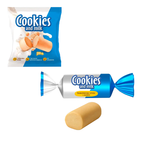 Конфеты батончик "Cookies and milk" 500гр РНК650 КДВ
