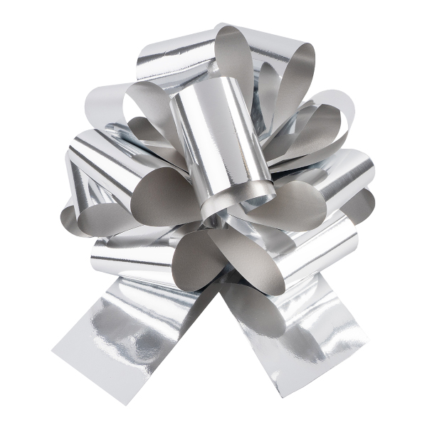 Бант для подарочной упаковки "Шар" 21см, металлик серебро (1шт) 661014 Дон Баллон