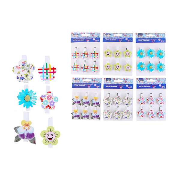Декоративная прищепка "Cute flowers" 6шт, ассорти M-6935 MAZARI ТМ