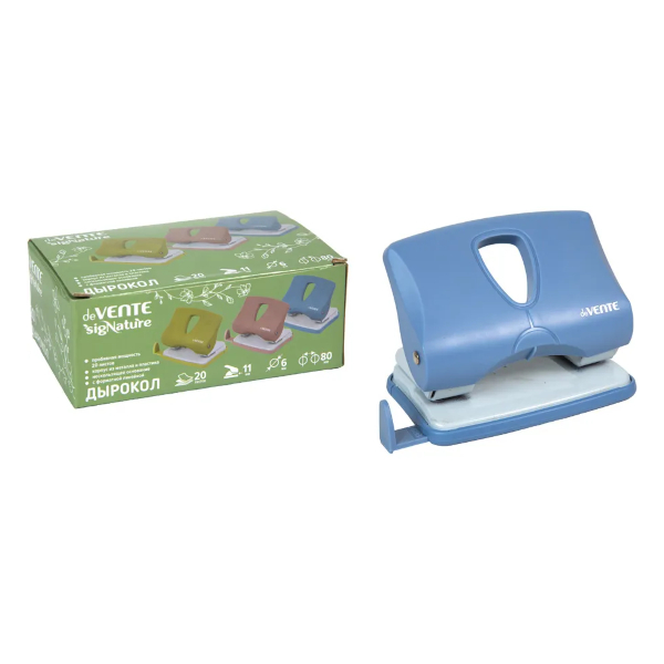 Дырокол 20л deVENTE "sigNATURE" с линейкой, сумеречный синий 4020512