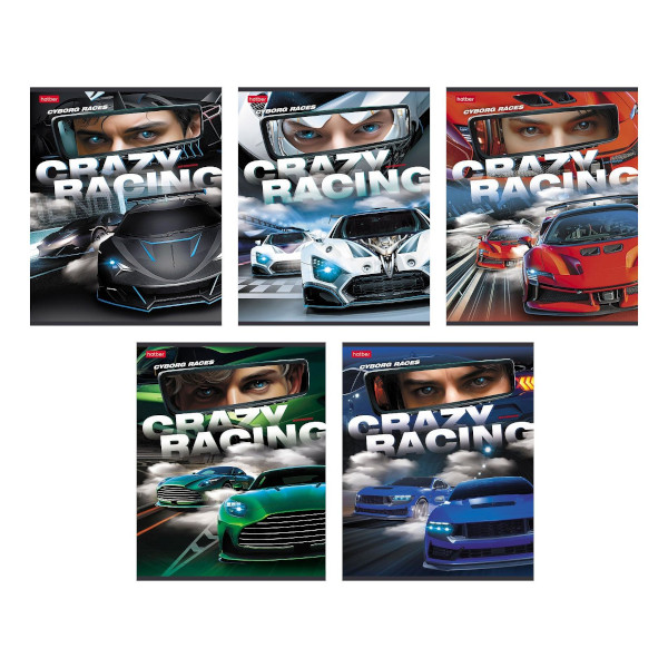 Тетрадь 48л А5 клетка "Crazy racing" картон, ассорти 48Т5В1 Hatber