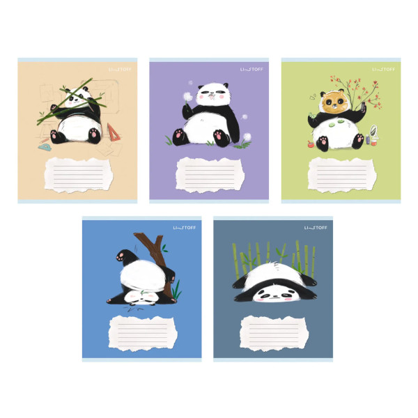 Тетрадь 18л А5 линейка "Панда" картон, ассорти ТЛ189257 Listoff