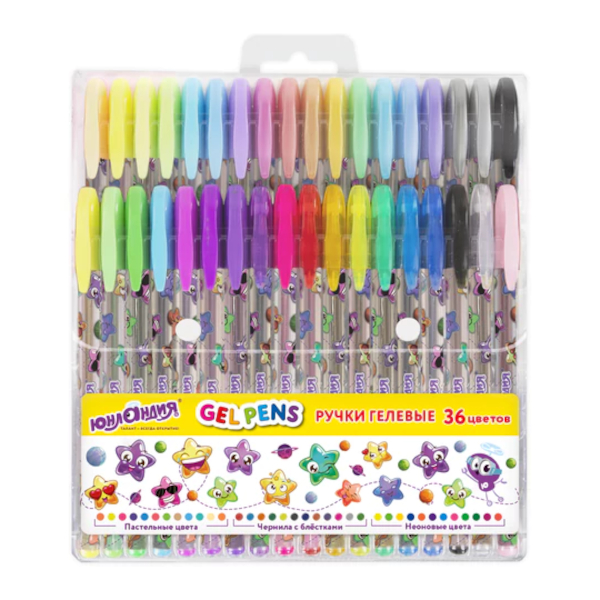 Набор гелевых ручек Юнландия "Candy" 36шт/36цв, 1,0мм 144451