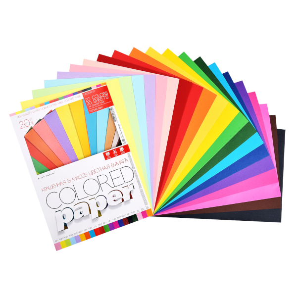Бумага цветная тонированная А4 20л/20цв, папка "BRIGHT COLORS " 11-420-367 Bruno Visconti