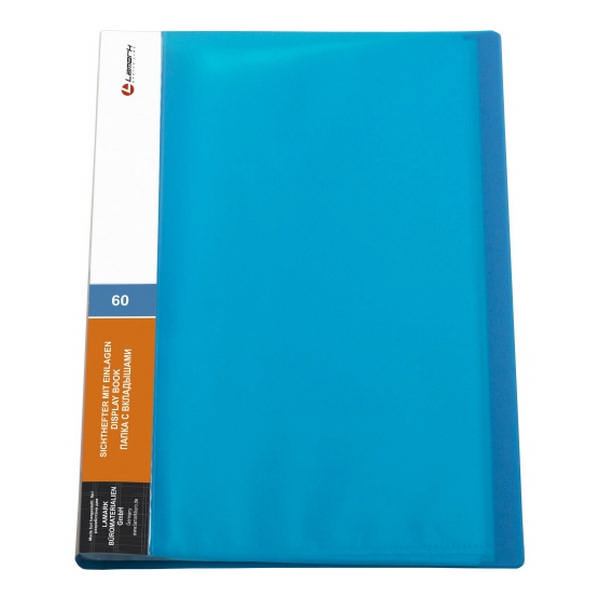 Папка 60 файлов А4, 40мм, 600мкм, карман корешок, синяя "Неон" DB0036-IMBL Lamark