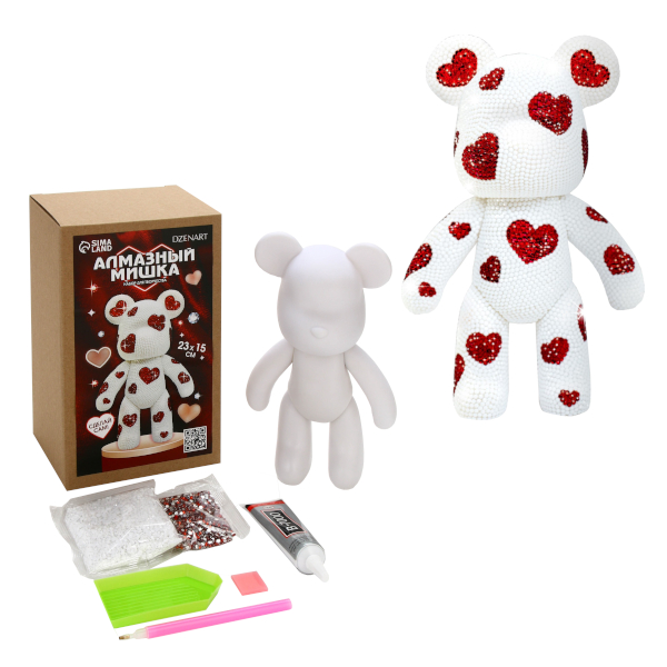 Алмазная мозаика фигурка DzenArt 15*23см "Медведь с сердечками" 10664944