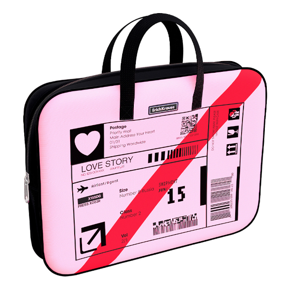 Папка с ручками А4+ 1отд., текстиль, молния "Pink Vibe" 64993 Erich Krause