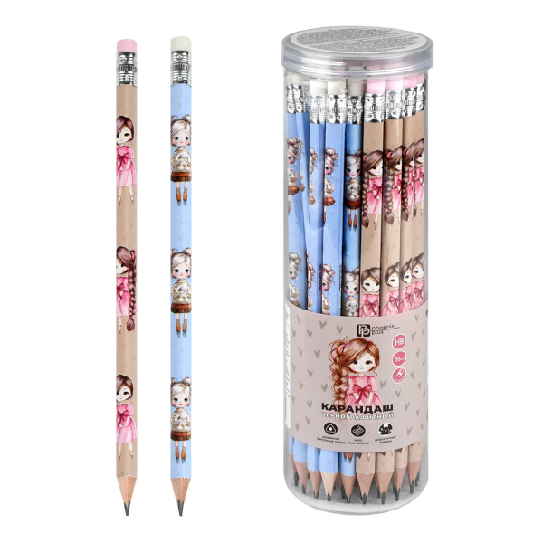 Карандаш ч/гр HB, дерево, 3-гран., ластик, ассорти "Городские истории" 72860 Феникс+