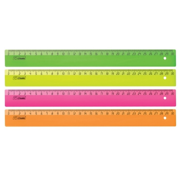 Линейка 30см, пластик, ассорти "Neon" ЛН31 СТАММ