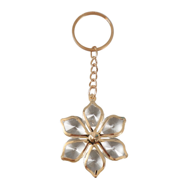 Брелок "Цветок с кристаллами. Золото" 5,3*4,2см, металл, кольцо 10500962
