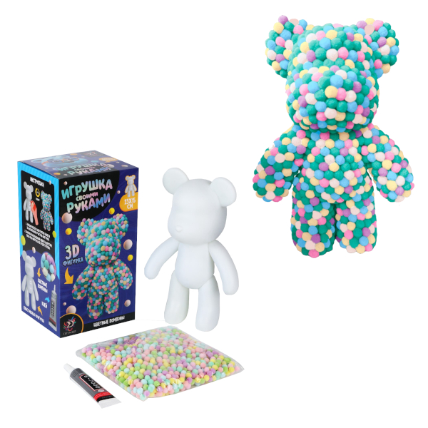 Набор для творчества "Игрушка помпонами. Медведь" 15*22см, цветной 10133481 DzenArt