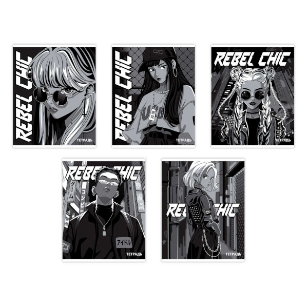 Тетрадь 48л А5+ клетка "Урбан аниме" картон, ассорти 68542 Феникс+