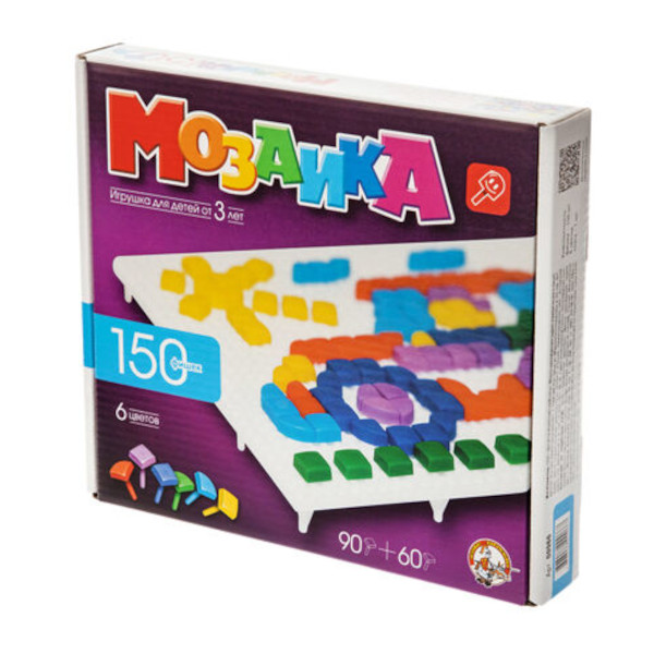 Развивающая игра "Мозайка фигурная" 6цв., 150эл. + поле 00966 Десятое королевство