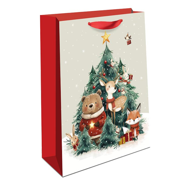 Пакет бумажный 22,3*18*10см "Зверята у елки" 1312.945 Арт Дизайн