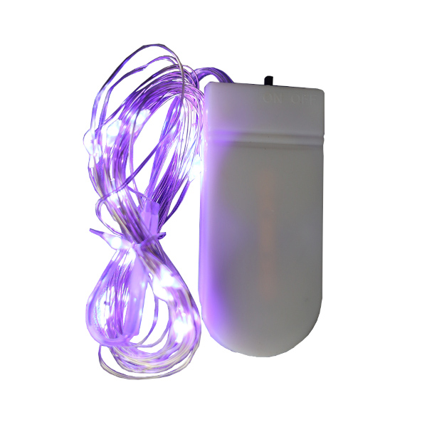 Гирлянда LED "Проволока" 20 ламп, 1,9м, фиолетовый, 2*CR2032 НУ-3650 Миленд