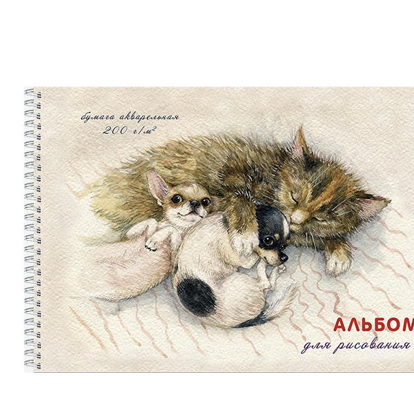 Альбом для рис акварелью 20л А4 "Спящие дружочки" 200г/м2, гребень 2914 Полином