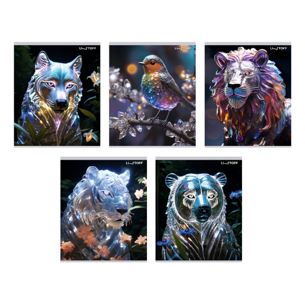 Тетрадь 48л А5 клетка "Хрустальные звери" картон, ассорти ТКФ489278 Listoff