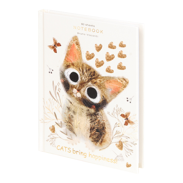 Блокнот А6 80л "Милый котик" клетка, сшивка, тв.обл., картон, рис 3-80-005/47 Bruno Visconti