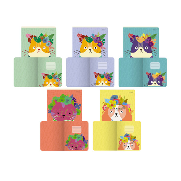 Тетрадь 48л А5 клетка "Модный кот" картон, ассорти ТККЛ486893 Unnika Land