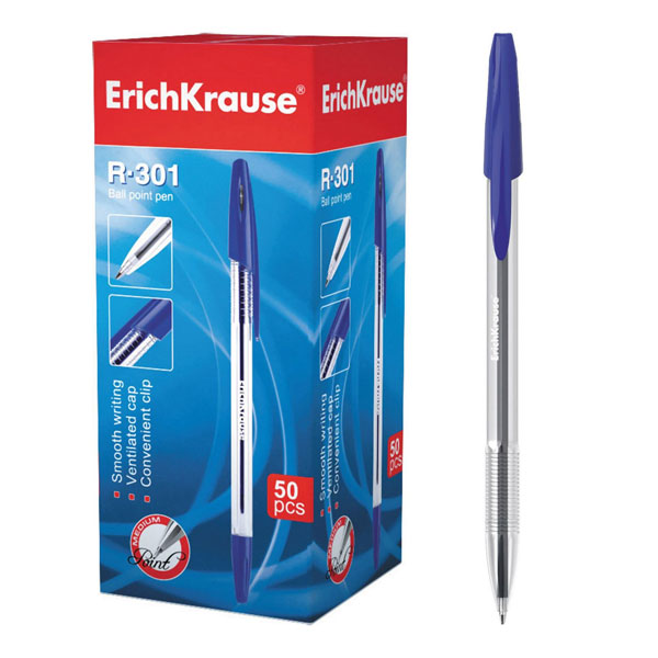 Ручка шар. 1,0мм, синий, прозрач. корп. "R-301. Classic Stick" 22029/43184 Erich Krause