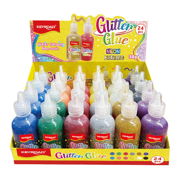 Клей ПВА 30г с блестками, с апликатором, ассорти "Glitter" KR972298 Keyroad