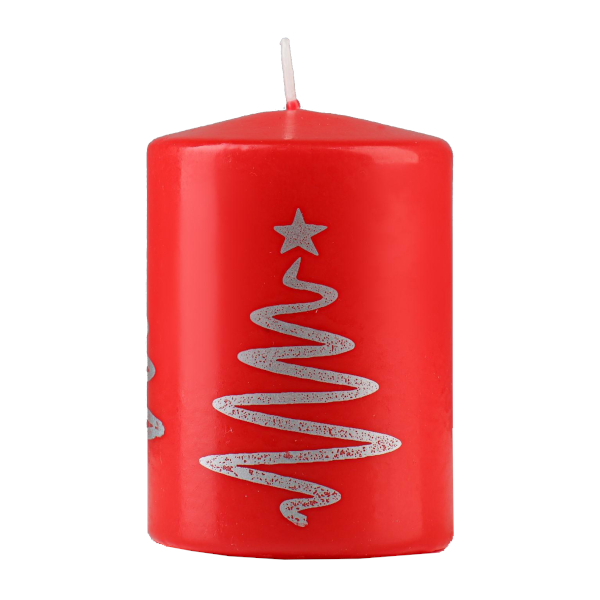 Свеча новогодняя "Елочка" 5,6*8см, красный/серебро 6930708