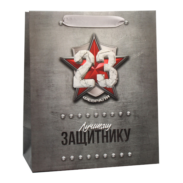 Пакет бумажный 23*18*10см "23 февраля. Лучшему защитнику" 9951869 Дарите Счастье