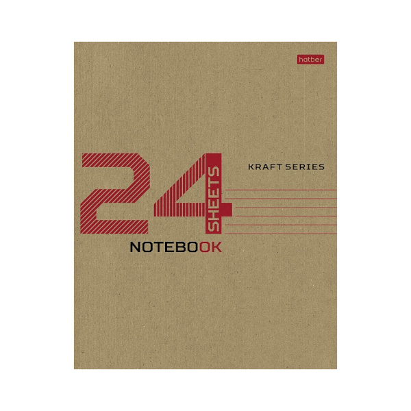 Тетрадь 24л А5 клетка "Крафт" крафт-картон, рисунок 24Т5В1_28075 Hatber