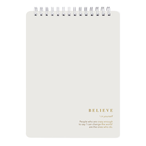 Блокнот А5- 50л "Believe. Айвори" клетка, гребень, мягк.обл., картон, белый N4223 Be Smart