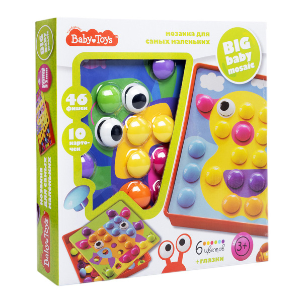 Игра развивающая "Мозаика. Уточка" 6цв., 46эл, поле, 10 трафаретов 70044 Baby Toys