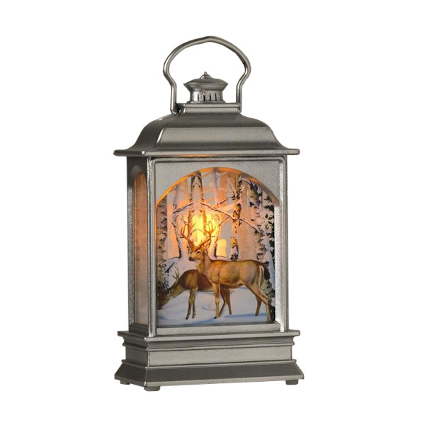 Фигура светодиодная "Серебристый фонарь с оленями" 13*7*3,5см, AG13 4843967 Luazon Lighting