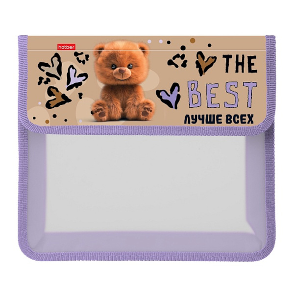 Папка для тетрадей А5 2отд., пластик, липучка "Пушистый мишка" AMp_06061 Hatber