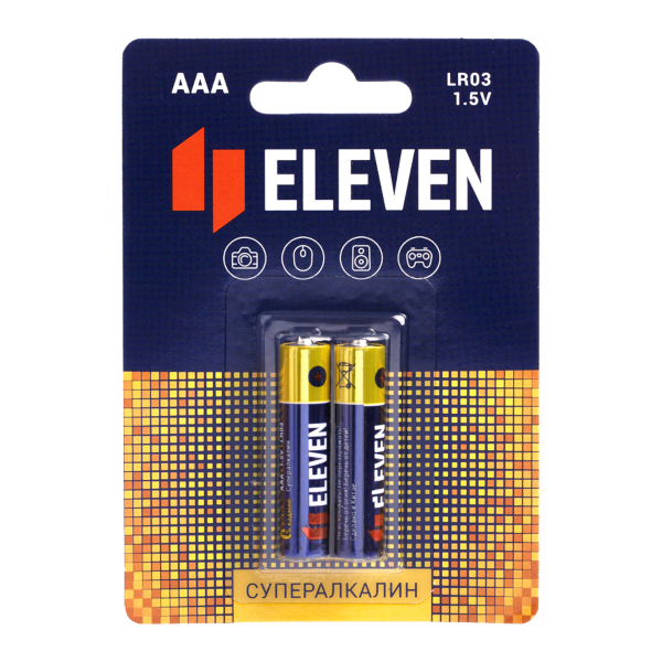 Батарейка Eleven AAA (LR03) алкалиновая, OS40 301753 (1уп*2шт)
