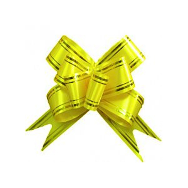 Бант для подарочной упаковки "Бабочка" 3,2см золотая полоса, желтый 16598Ж Квадра (1 шт)