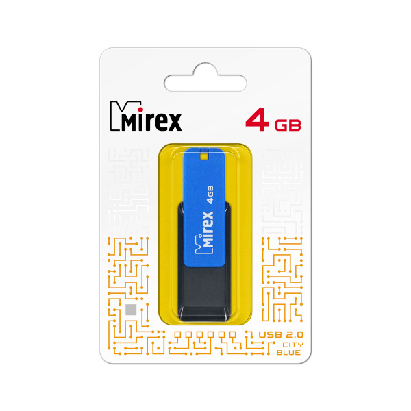 Память Flash Drive 4Gb USB 2.0 MIREX CITY BLUE, 13600-FMUCIB04  