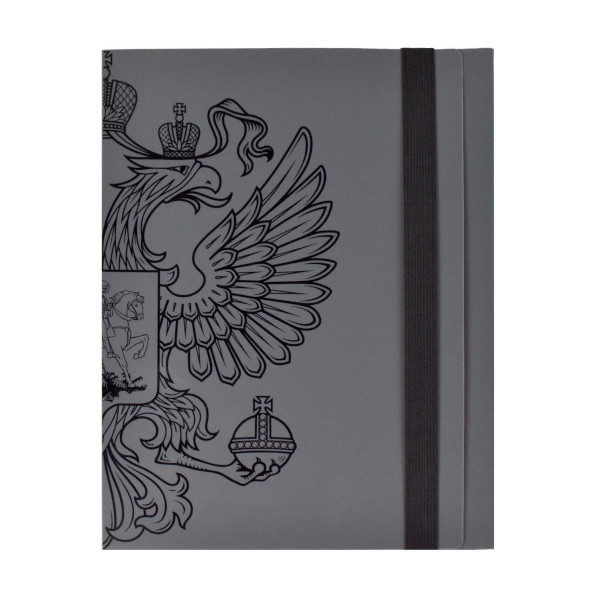 Папка на резинках А4, 1отд., 750мкм, 8мм, рисунок "Герб серый" 53242 Феникс+
