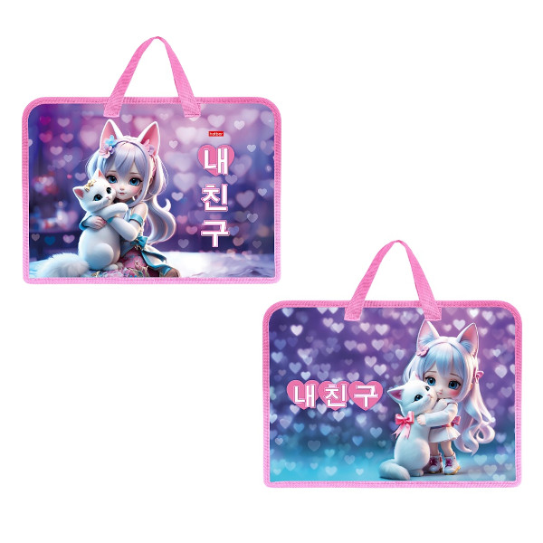 Папка с ручками А4 1отд., пластик, молния "Мой котик" AMn_07082 Hatber