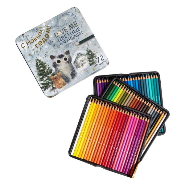 Карандаши 72цв, пластик, 3-гран. "Love Me. С новым годом" метал.уп. 30-0158/03 Bruno Visconti