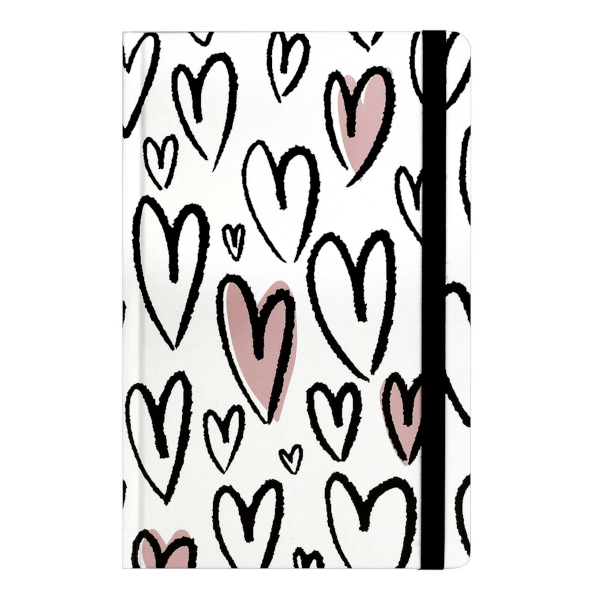 Ежедневник А5 не дат., 192 стр., Феникс+ "Крупные сердечки" сшивка, тв.обл., 7БЦ, рис. 71542