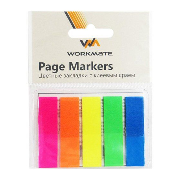 Набор самокл. закладок Workmate "Neon" 12*45мм пластик (5цв. по 25л) 14-5492