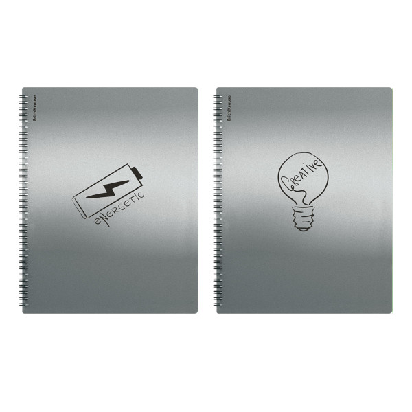 Папка 30 файлов А4, спираль, 10мм, 600мкм, серый ассорти "Ice Metallic Ideas" 59790 Erich Krause