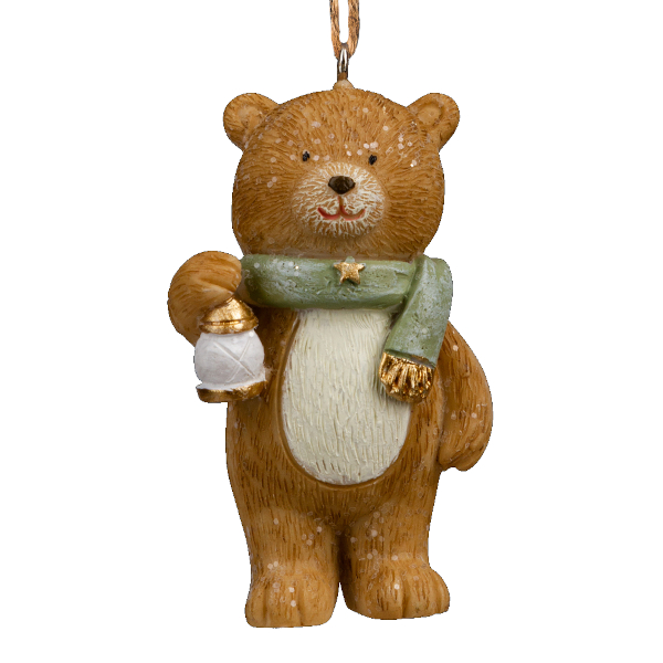 Украшение подвесное Erich Krause Decor "Мишка с фонарем в шарфе" 7см, полирезина 64580