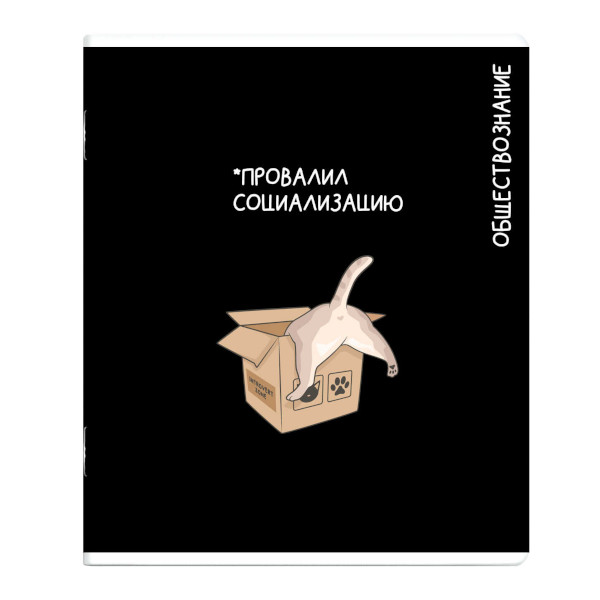 Тетрадь предметная 48л А5+ Обществознание "Коты мемы" клетка, картон 69833 Феникс+