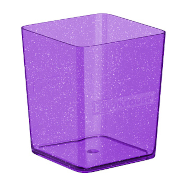 Подставка-стакан для пиш. прин. "Base.Glitter" 7,9*7,9*9см, квадрат., пластик, сиреневый 53239 EK