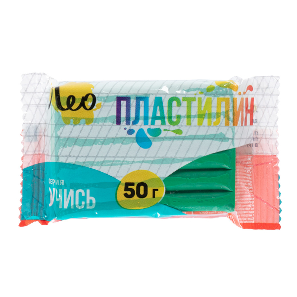 Пластилин Лео "Учись" классический, зеленый, 50г, полиэт.уп. LNMC-50