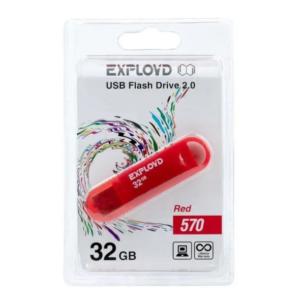 Память Flash Drive 32Gb USB 2.0 Exployd 570 красный EX-32GB-570-Red